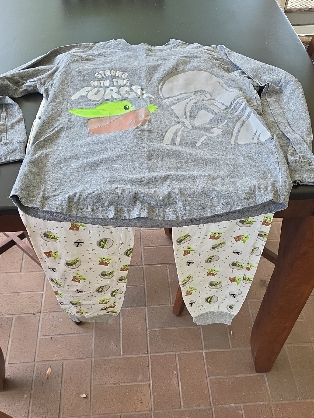Star Wars Grogu Pajama Set - Gray & White with Green Accent